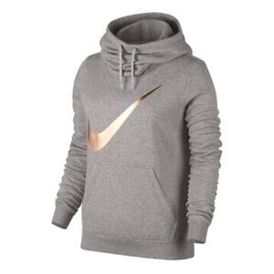 Grey Nike Club NSW Women's Graphic Funnel-Neck Pullover- size XS